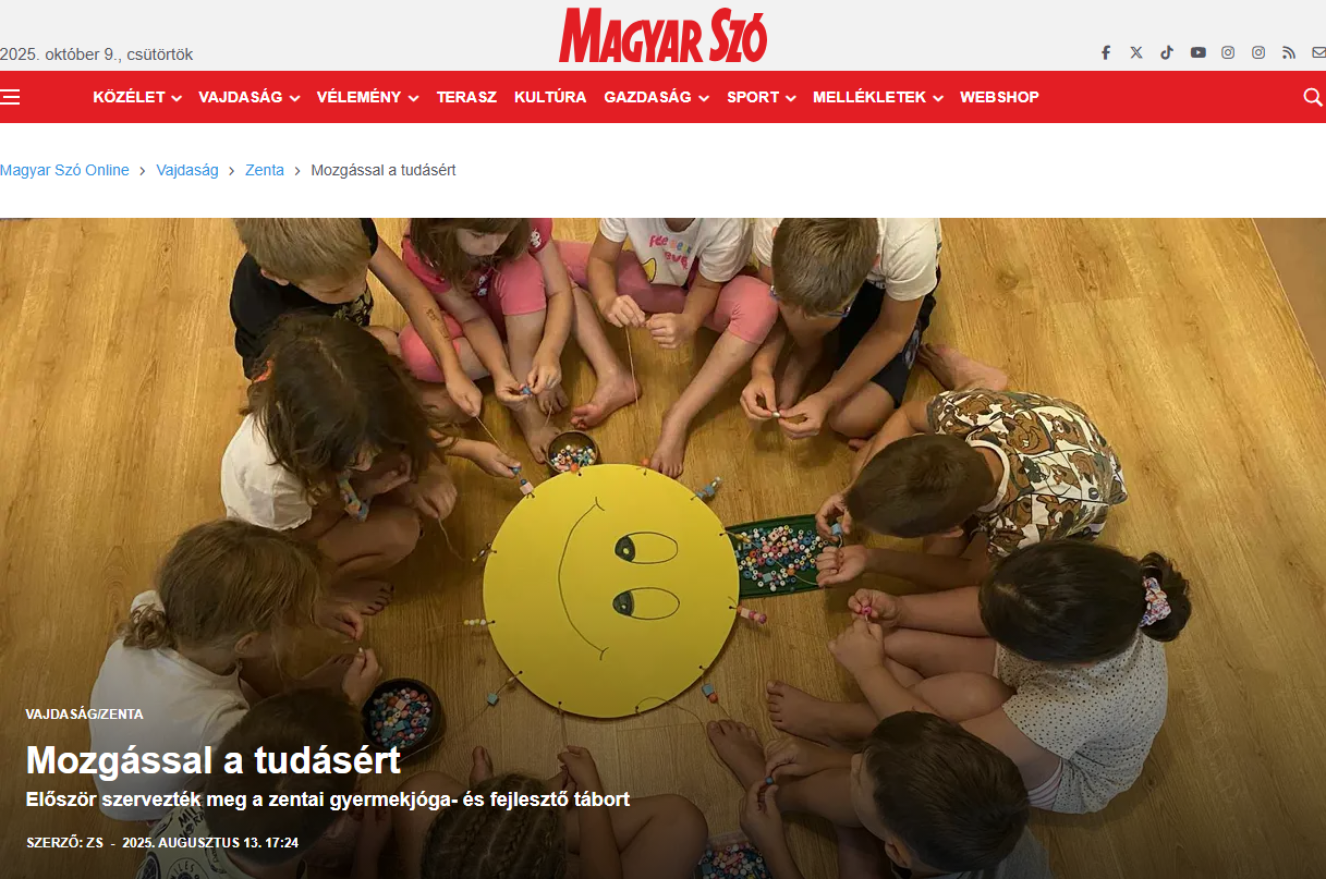 Gyermekjóga táborok Zentán 2025